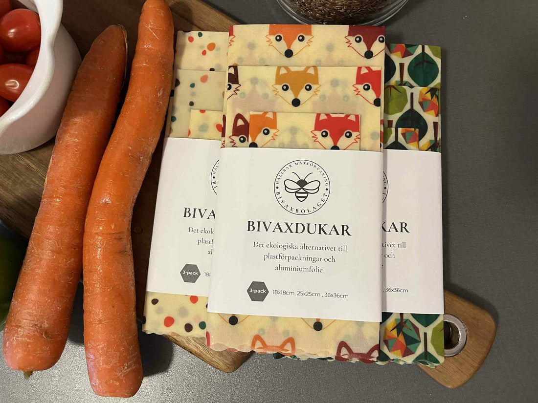 Bivaxdukar 3 pack mönstrade med prickar, rävar samt skogsträd